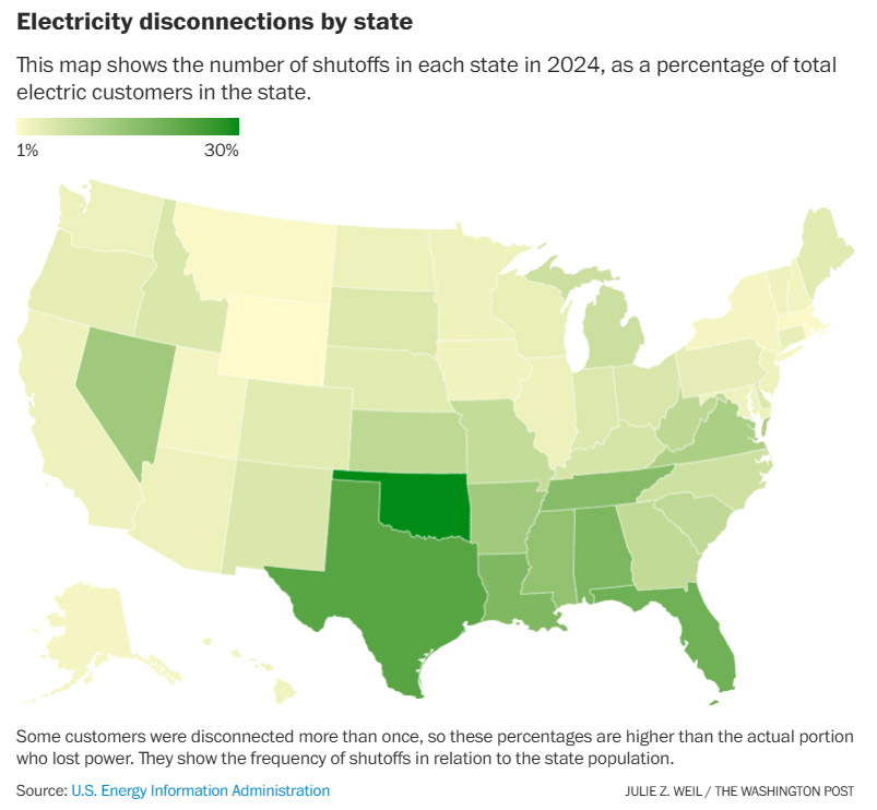 统计数据显示：美国居民难以负担电力开支，2024年被断电1300万次